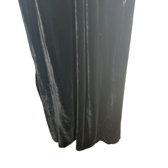 Vintage Y2K Black Velvet Maxi Dress Dark Feminine Goth Party Gown Spaghetti St - Picture 10 of 11